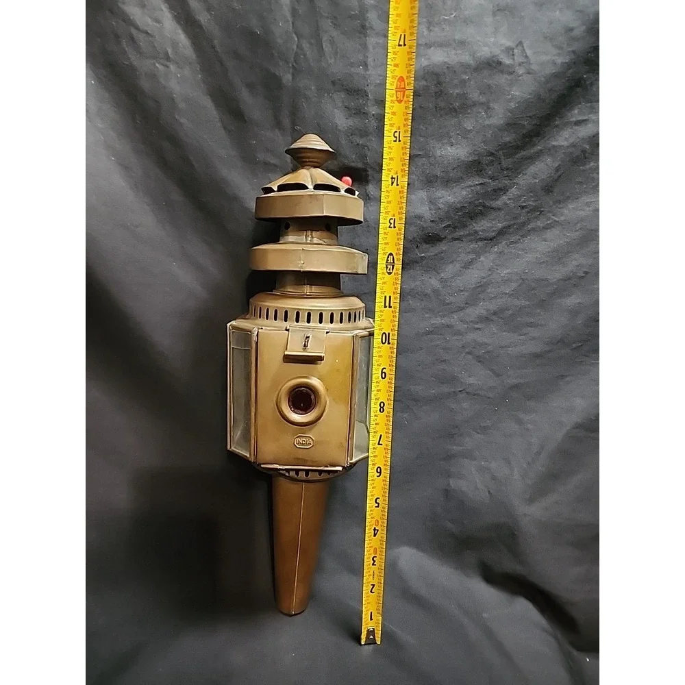 Antique Brass Carriage Light Lamp Nautical‎ Bevel Glass Rare